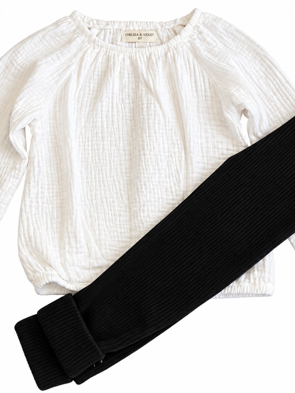 Chelsea & Violet Black Ribbed Kids Leggings - Stretchy Ponte Knit